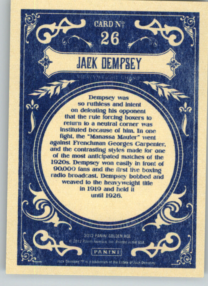2012 Panini Golden Age #26 Jack Dempsey back image