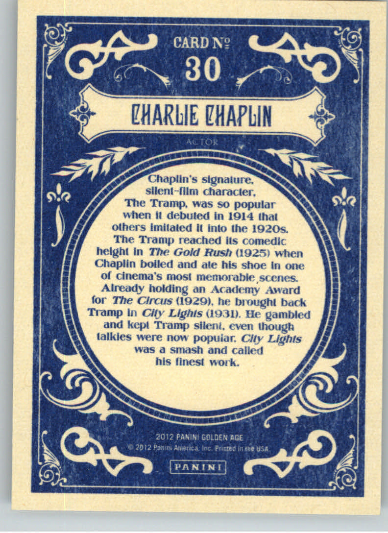 2012 Panini Golden Age #30 Charlie Chaplin back image