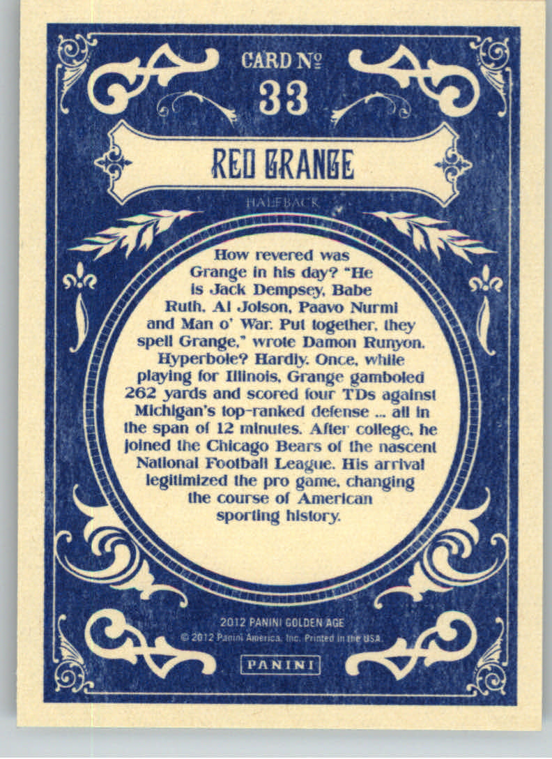 2012 Panini Golden Age #33 Red Grange back image