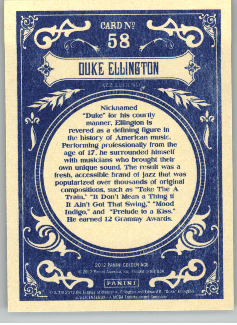 2012 Panini Golden Age #58 Duke Ellington back image
