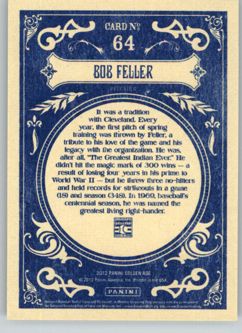 2012 Panini Golden Age #64 Bob Feller back image