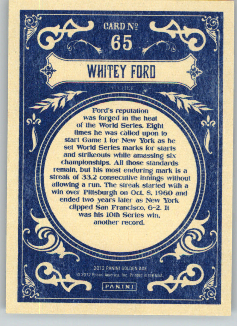 2012 Panini Golden Age #65 Whitey Ford back image