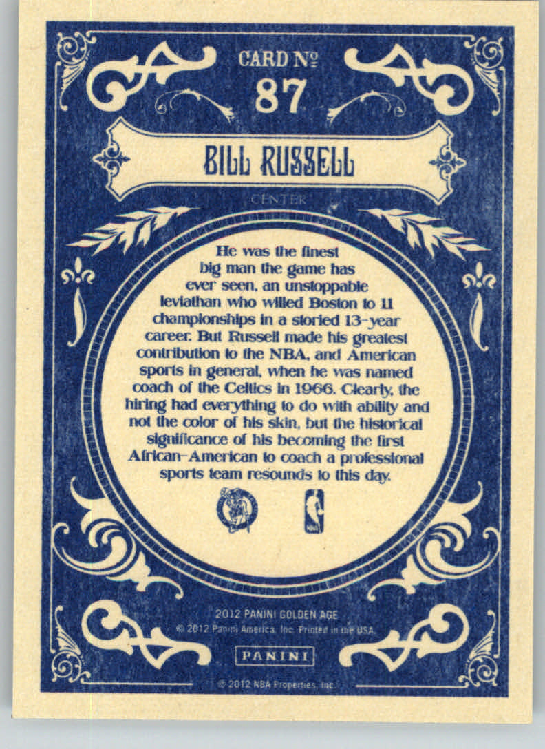 2012 Panini Golden Age #87 Bill Russell back image