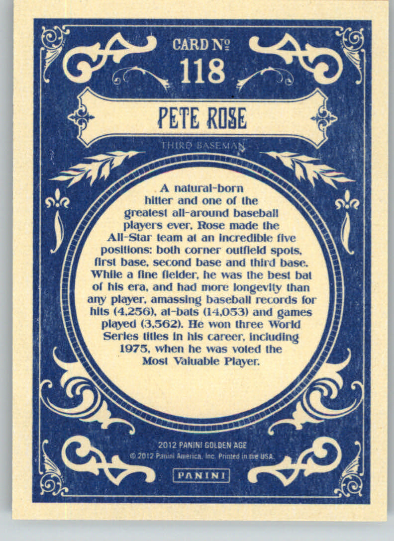 2012 Panini Golden Age #118 Pete Rose back image
