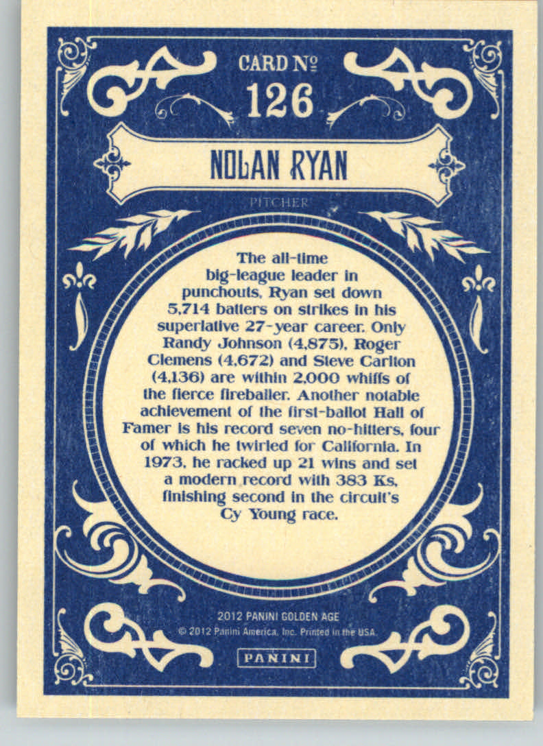 2012 Panini Golden Age #126 Nolan Ryan back image