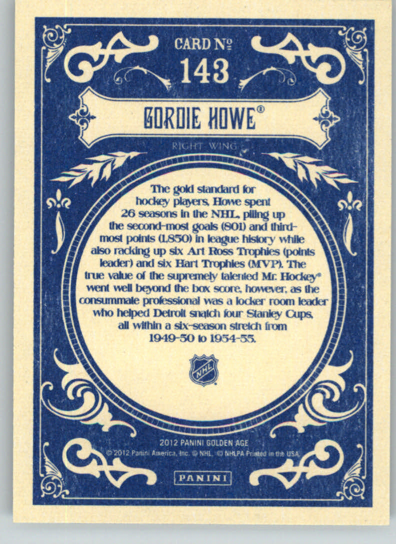 2012 Panini Golden Age #143 Gordie Howe back image