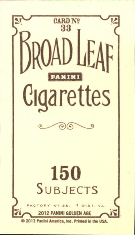 2012 Panini Golden Age Mini Broadleaf Brown Ink #33 Red Grange back image