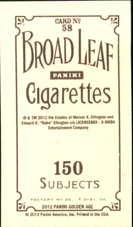 2012 Panini Golden Age Mini Broadleaf Brown Ink #58 Duke Ellington back image