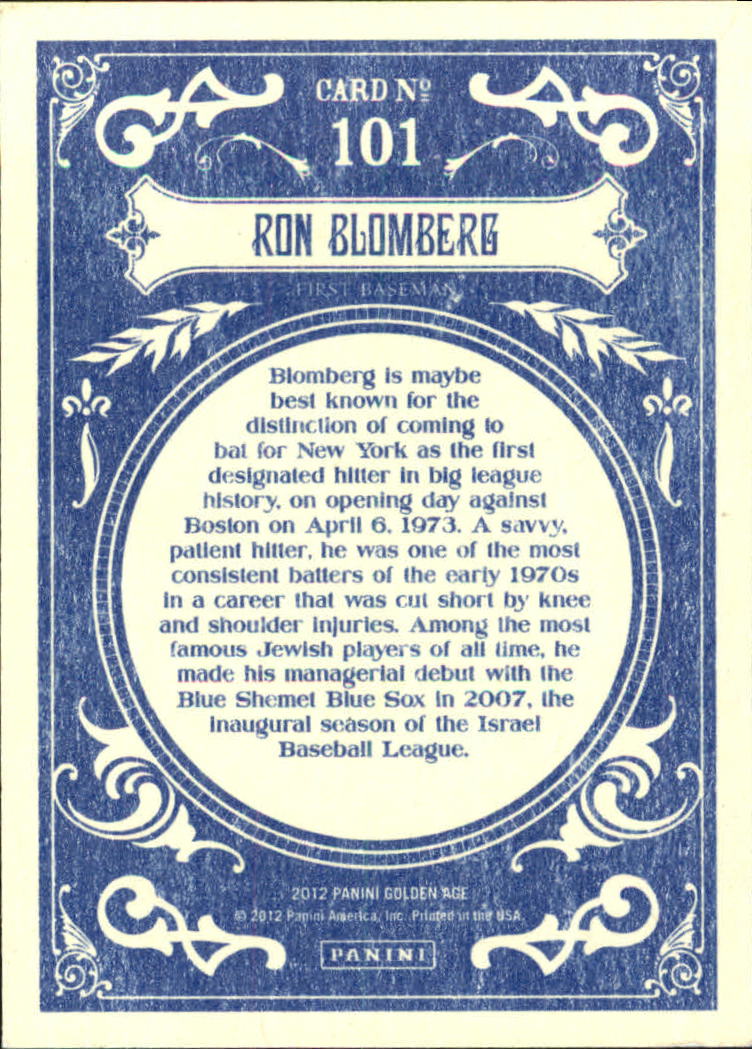 2012 Panini Golden Age White Border #101 Ron Blomberg back image