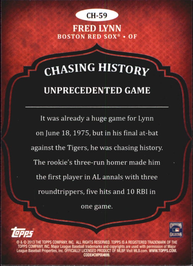 2013 Topps Chasing History Baseball Card Pick (Inserts)