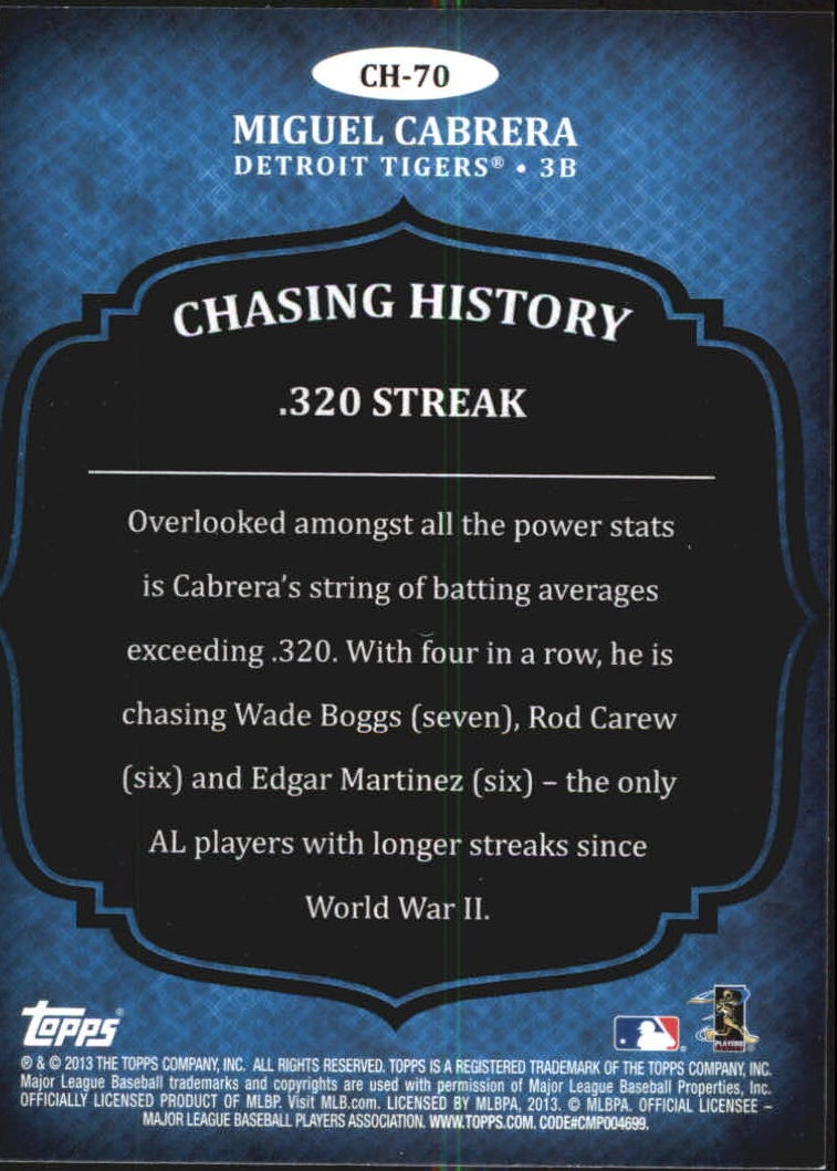 2013 Topps Chasing History Baseball Card Pick (Inserts)