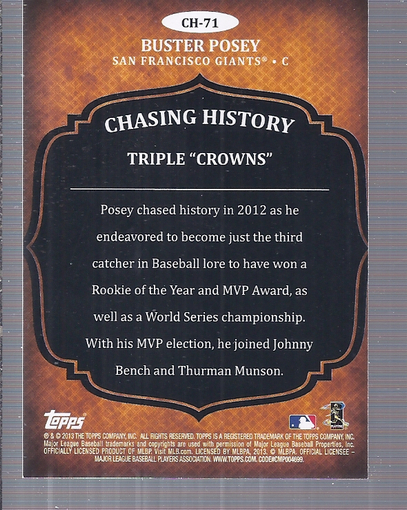 2013 Topps Chasing History Baseball Card Pick (Inserts)