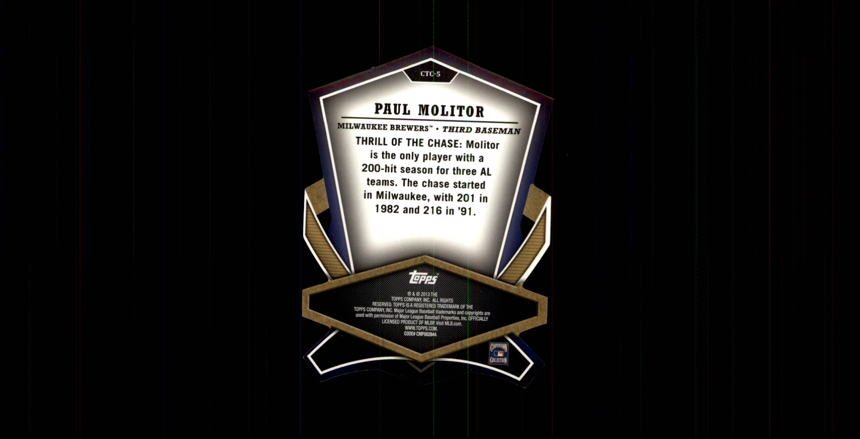 2013 Topps Cut To The Chase #CTC5 Paul Molitor back image