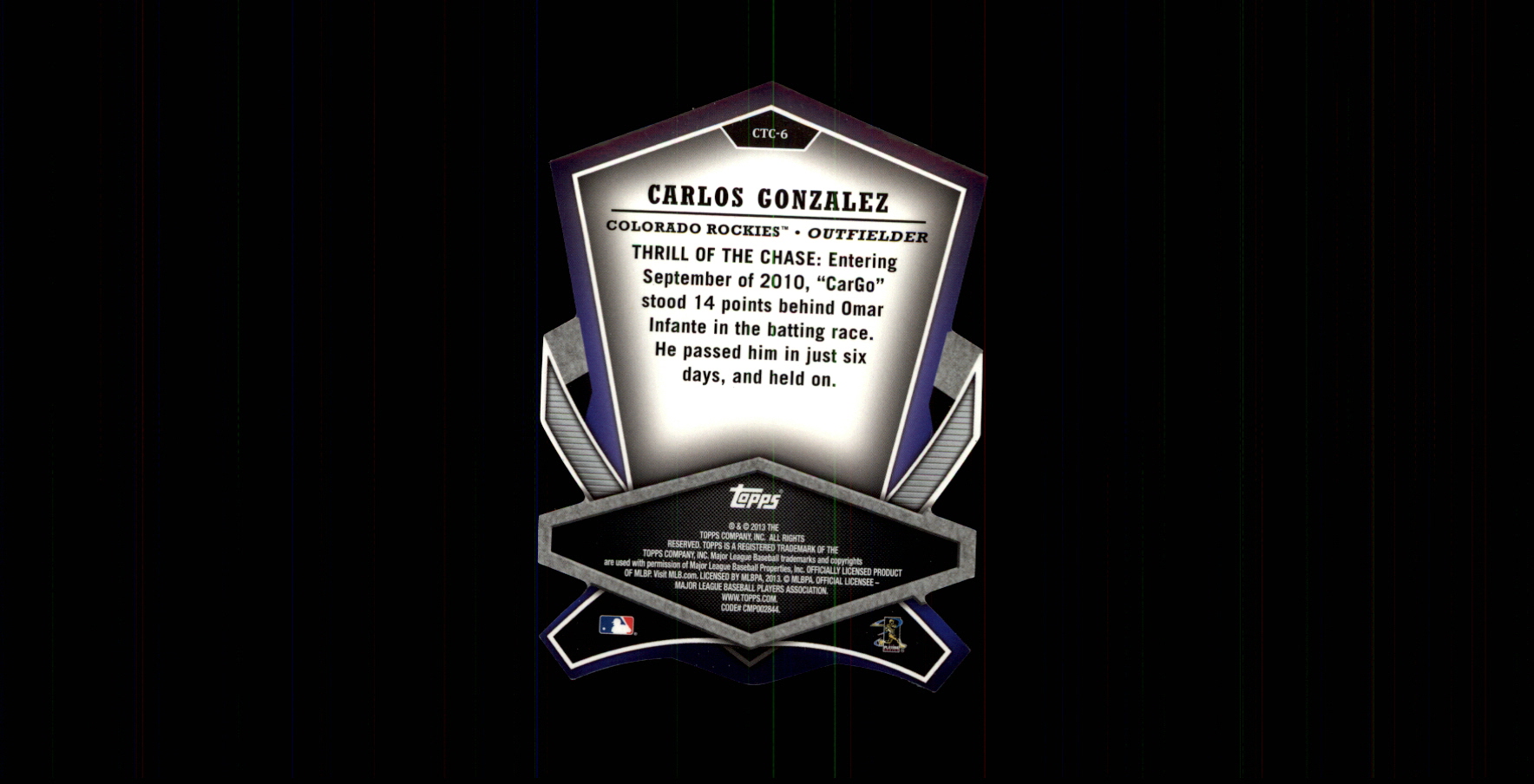 2013 Topps Cut To The Chase #CTC6 Carlos Gonzalez back image