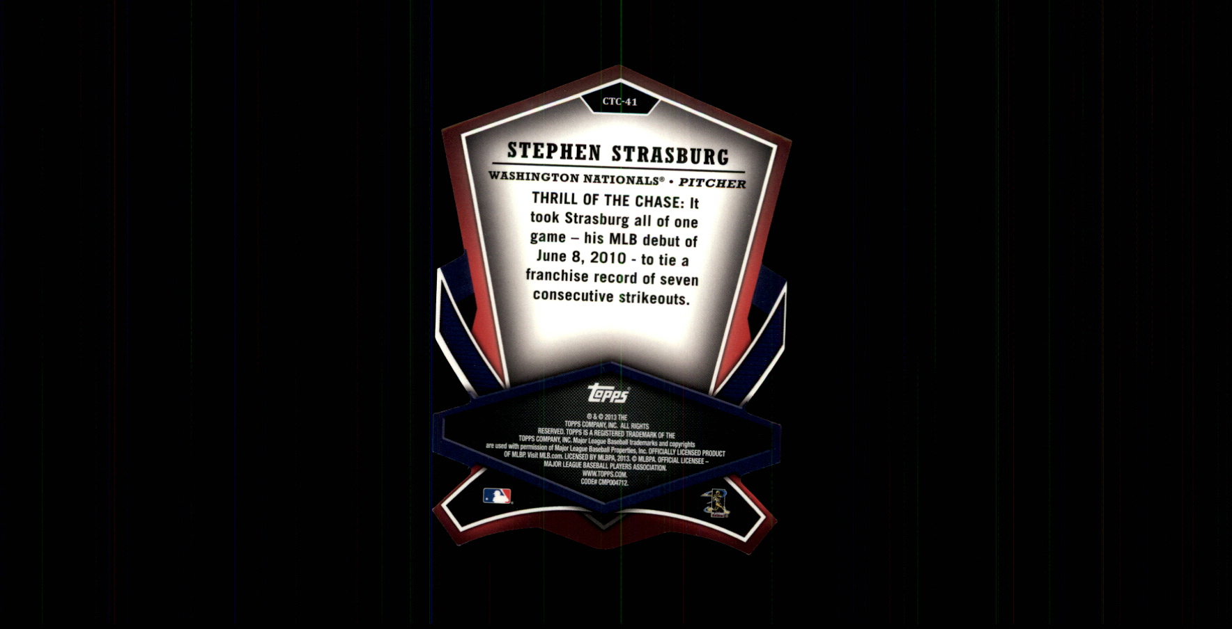 2013 Topps Cut To The Chase #CTC41 Stephen Strasburg back image