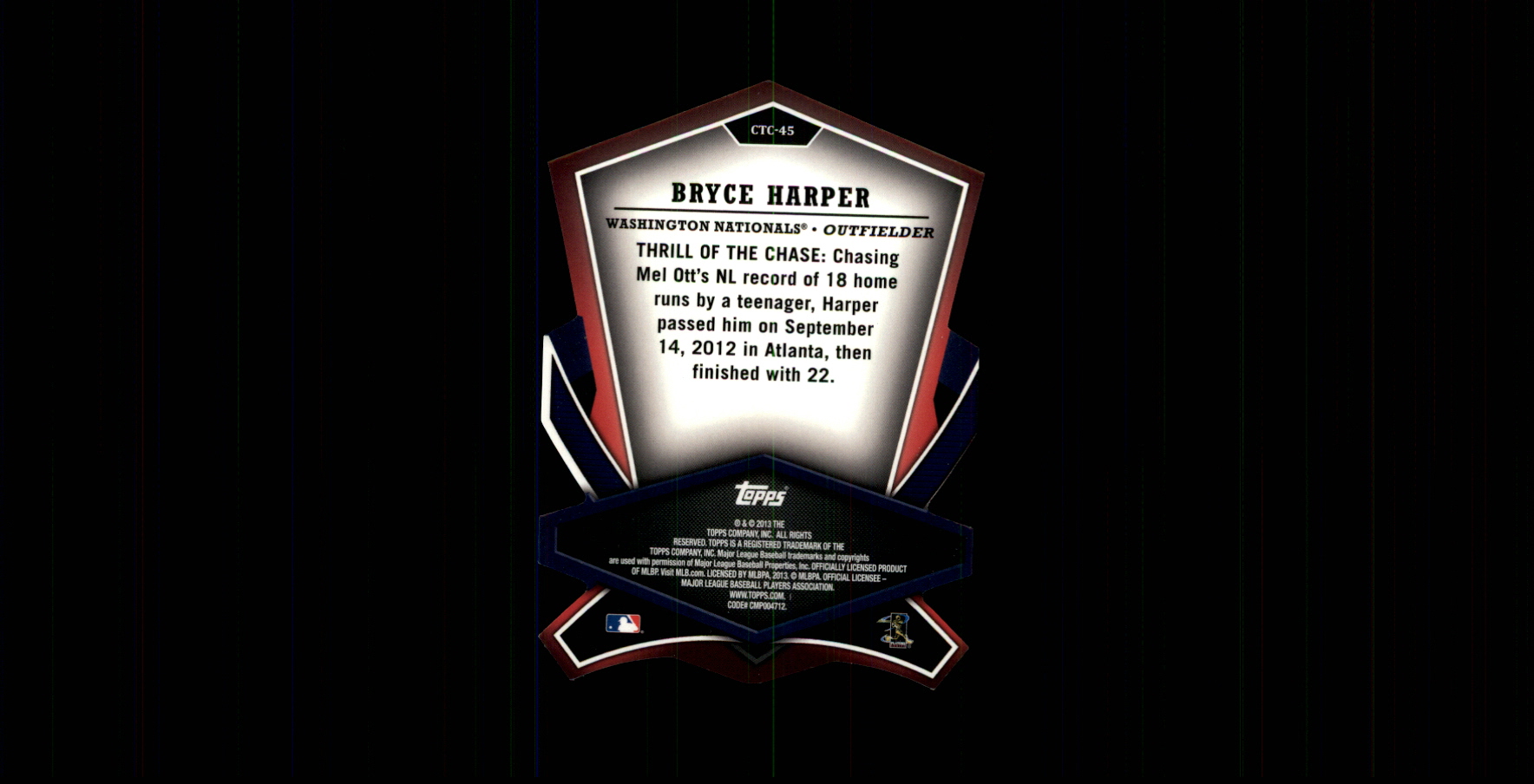 2013 Topps Cut To The Chase #CTC45 Bryce Harper back image