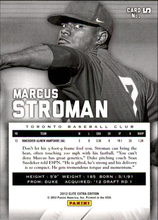 2012 Elite Extra Edition #5 Marcus Stroman back image