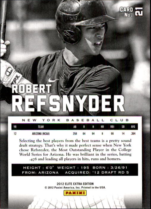 2012 Elite Extra Edition #21 Robert Refsnyder back image