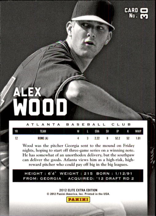 2012 Elite Extra Edition #30 Alex Wood back image