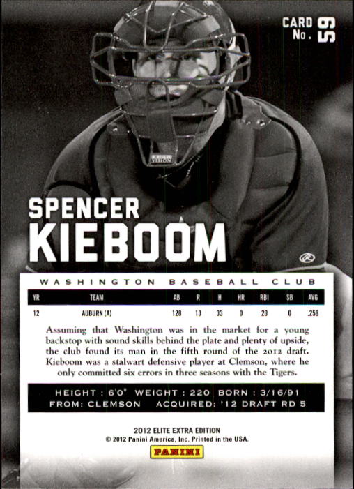 2012 Elite Extra Edition #59 Spencer Kieboom back image