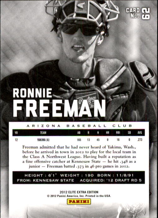 2012 Elite Extra Edition #62 Ronnie Freeman back image