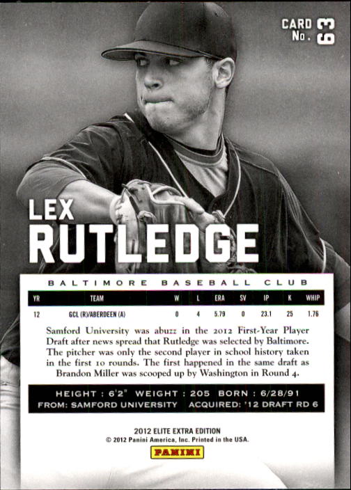 2012 Elite Extra Edition #63 Lex Rutledge back image
