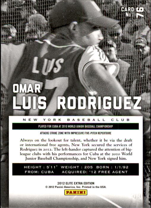 2012 Elite Extra Edition #76 Omar Luis Rodriguez back image