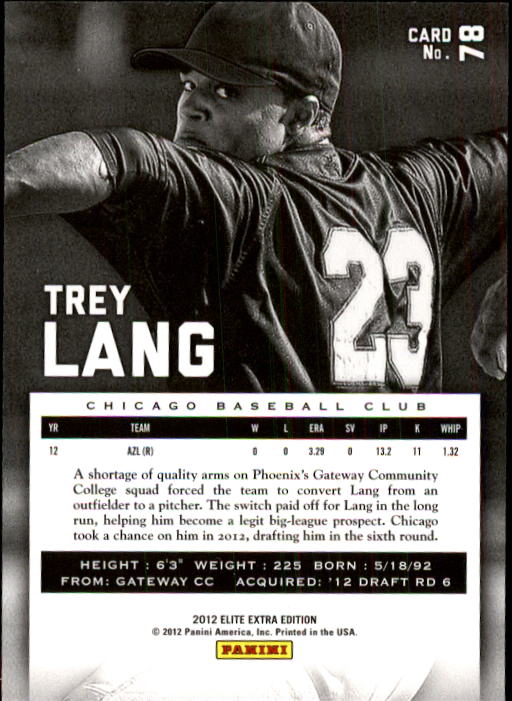2012 Elite Extra Edition #78 Trey Lang back image