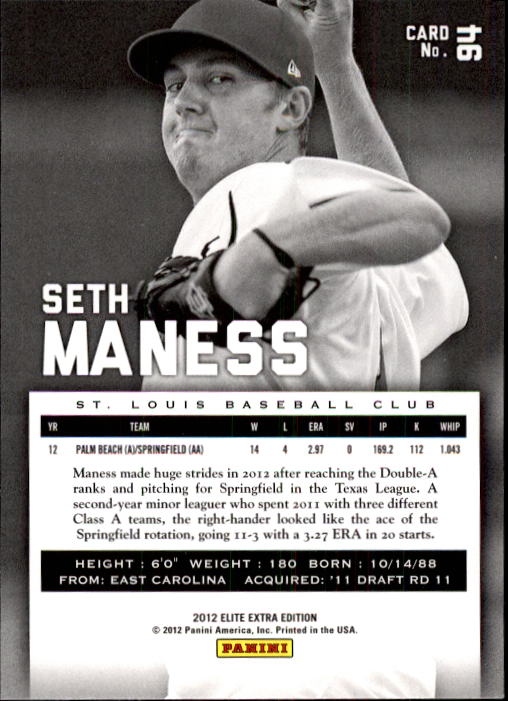 2012 Elite Extra Edition #94 Seth Maness back image