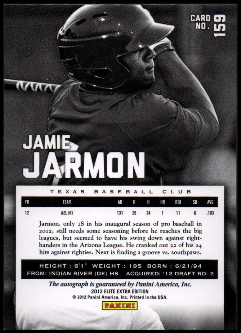 2012 Elite Extra Edition #159 Jamie Jarmon AU/580 back image