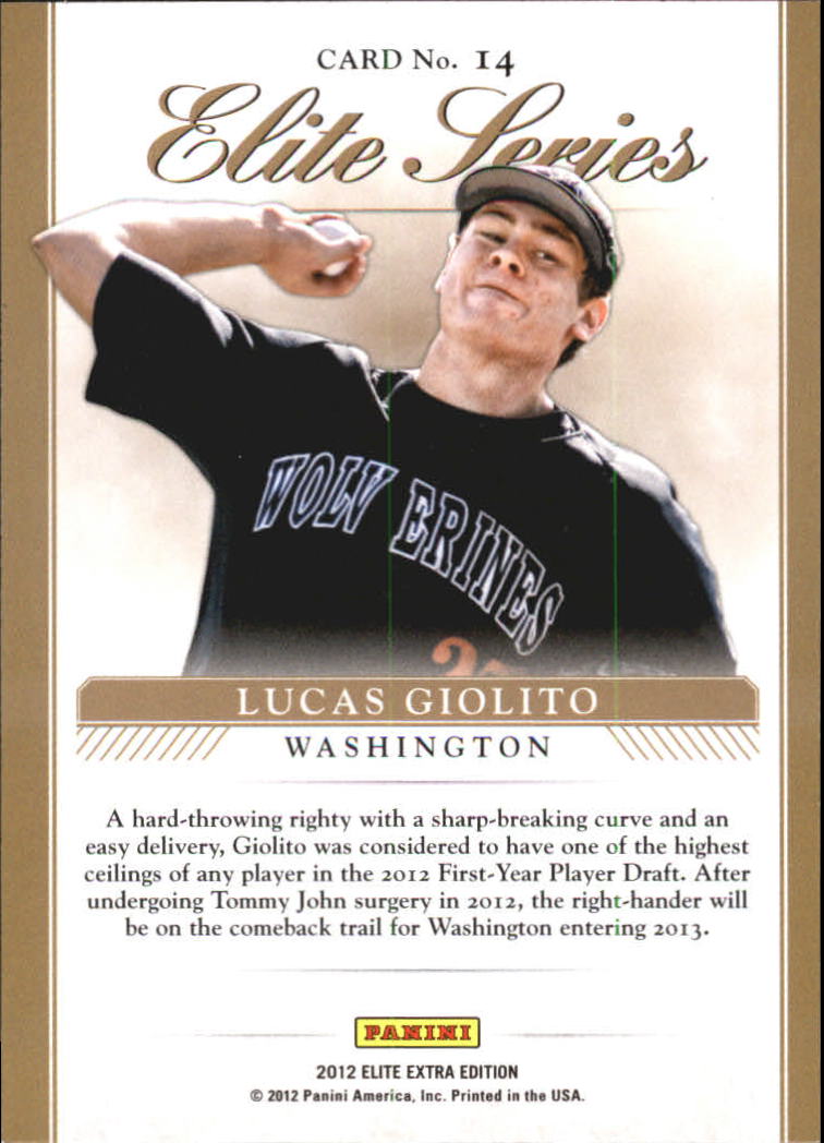 2012 Elite Extra Edition Elite Series #14 Lucas Giolito back image