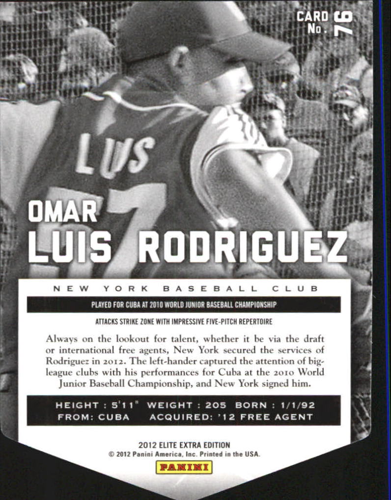 2012 Elite Extra Edition Aspirations #76 Omar Luis Rodriguez back image