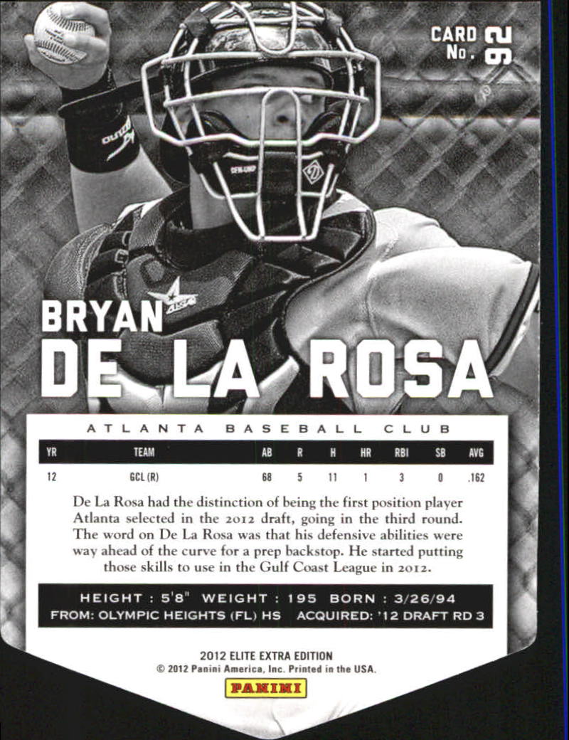 2012 Elite Extra Edition Aspirations #92 Bryan De La Rosa back image