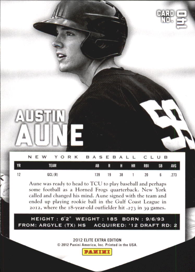 2012 Elite Extra Edition Aspirations #140 Austin Aune back image