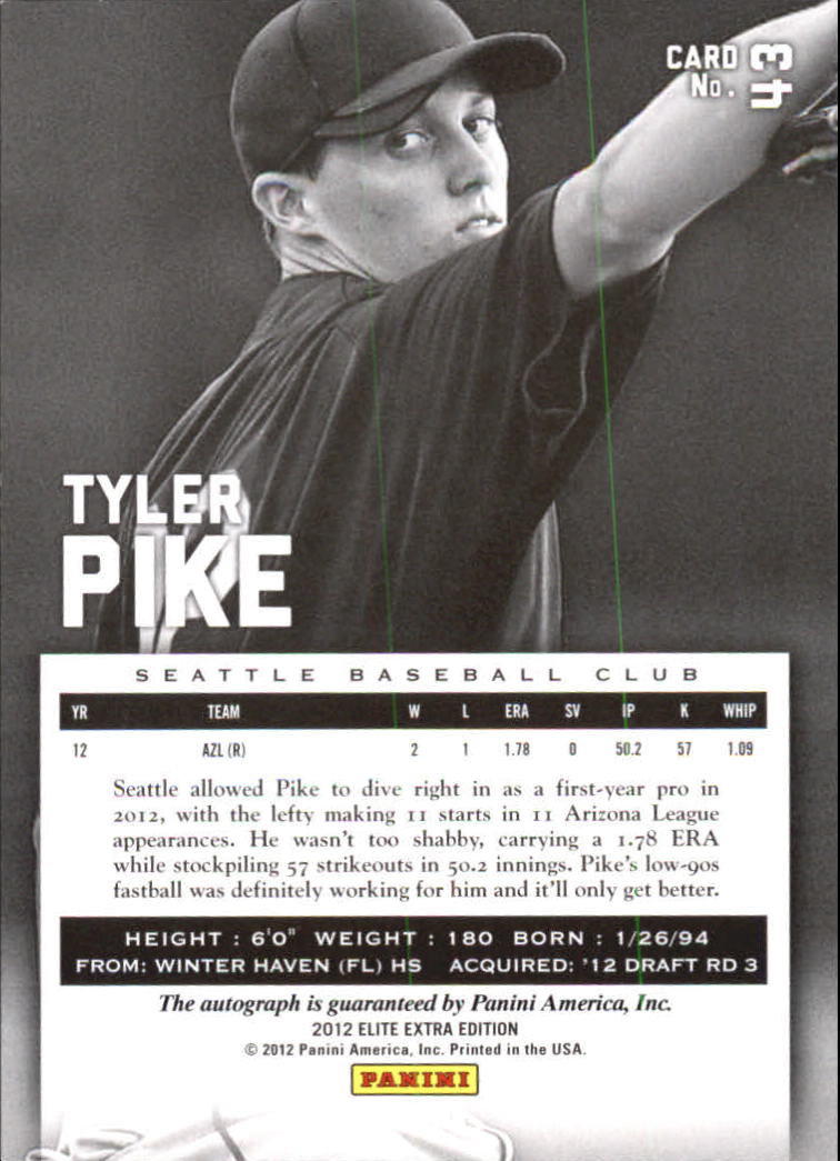 2012 Elite Extra Edition Franchise Futures Signatures #43 Tyler Pike/799 back image