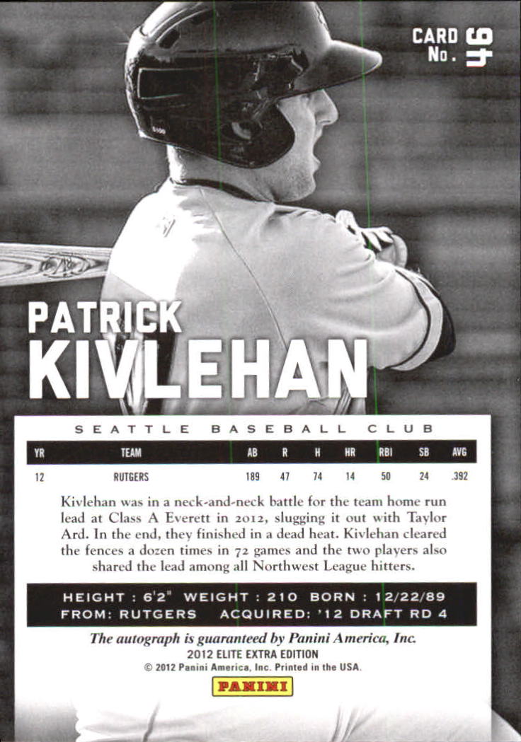 2012 Elite Extra Edition Franchise Futures Signatures #46 Patrick Kivlehan/352 back image