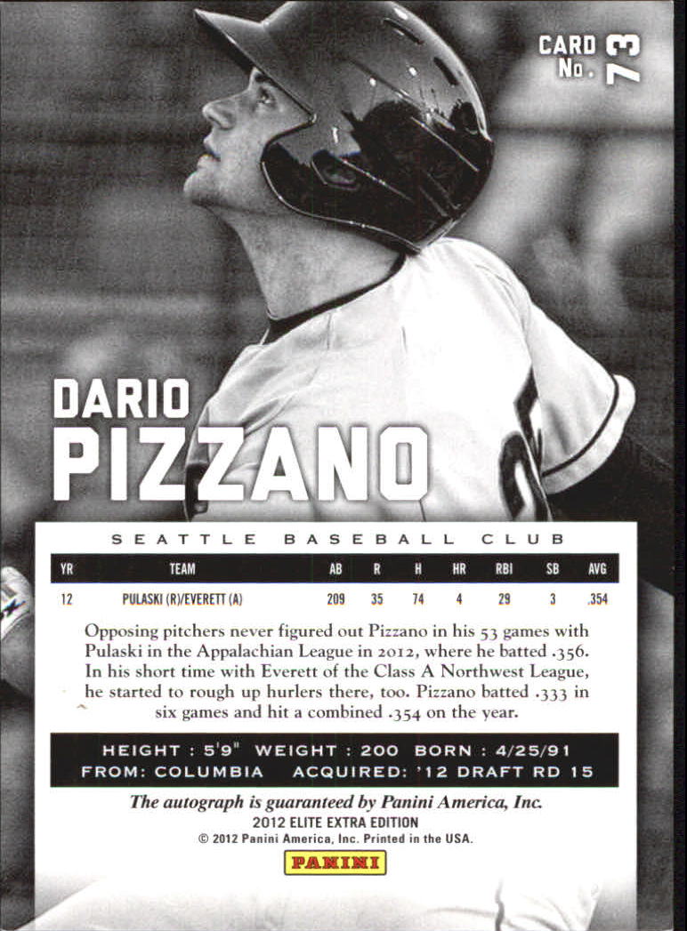 2012 Elite Extra Edition Franchise Futures Signatures #73 Dario Pizzano AU/490 back image