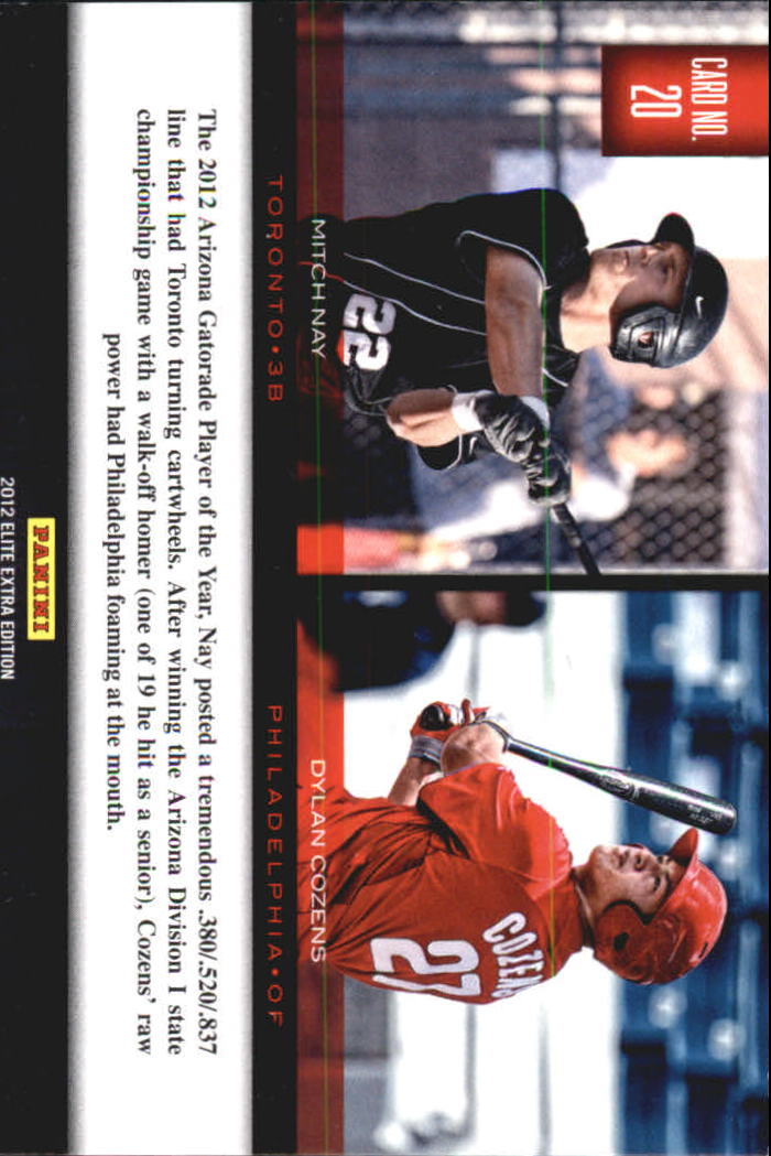 2012 Elite Extra Edition Building Blocks Dual #20 Dylan Cozens/Mitch Nay back image