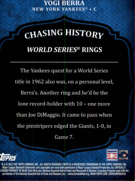 2013 Topps Chasing History Baseball Card Pick (Inserts)