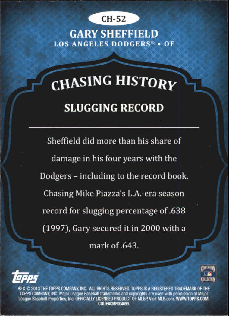 2013 Topps Chasing History Holofoil #CH52 Gary Sheffield back image