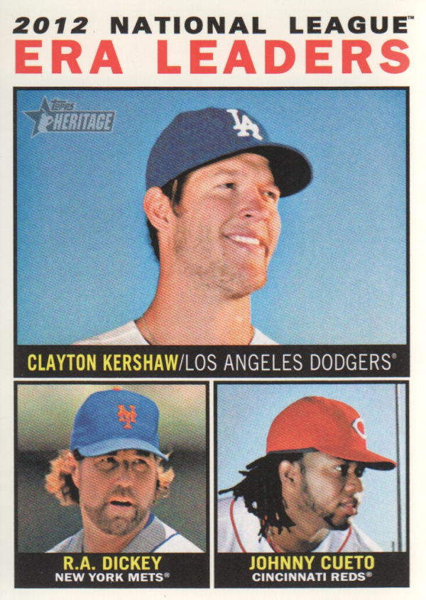 2013 Topps Heritage #1 Clayton Kershaw/R.A. Dickey/Johnny Cueto