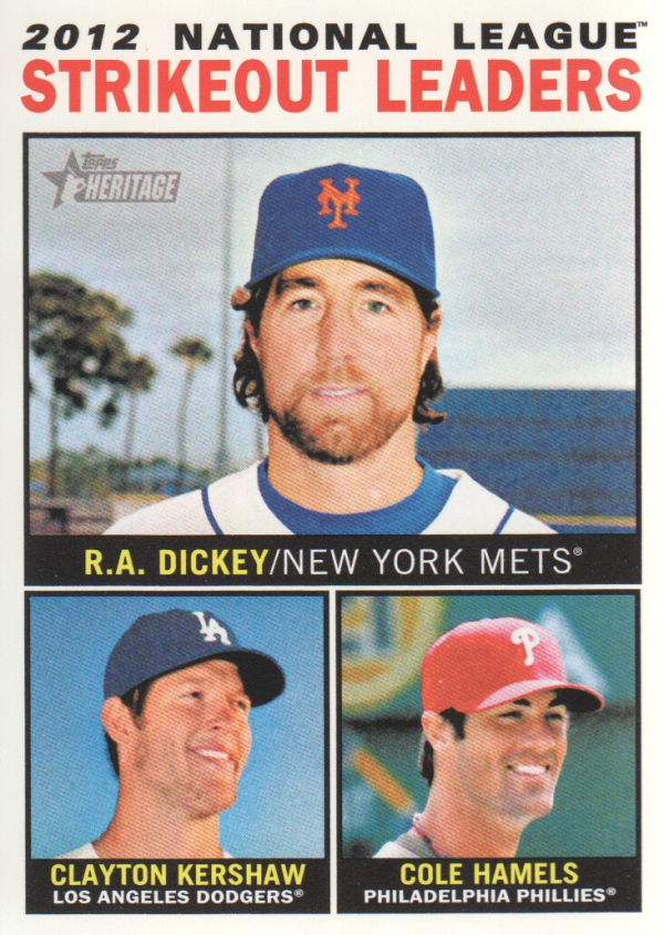 2013 Topps Heritage #5 R.A. Dickey/Clayton Kershaw/Cole Hamels