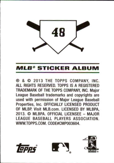 2013 Topps Stickers #48 Adam Dunn back image