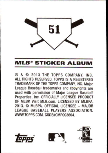 2013 Topps Stickers #51 Alex Rios back image