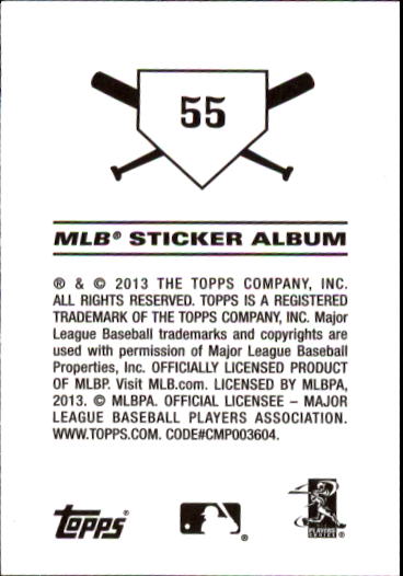 2013 Topps Stickers #55 Mark Reynolds back image