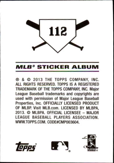 2013 Topps Stickers #111 Yoenis Cespedes back image