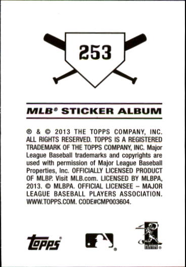 2013 Topps Stickers #253 Yonder Alonso back image
