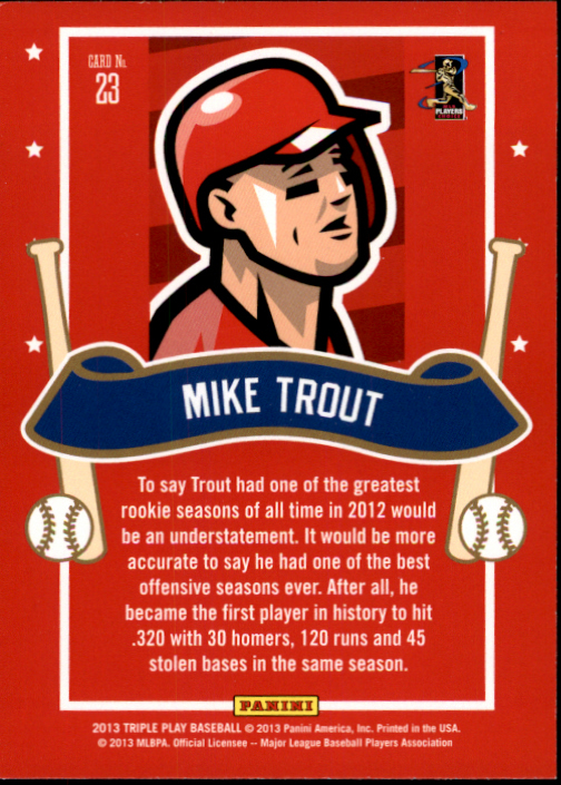 2013 Triple Play All-Stars #23 Mike Trout back image