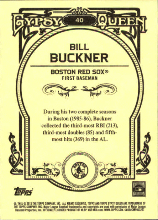 2013 Topps Gypsy Queen #40 Bill Buckner back image