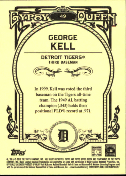 2013 Topps Gypsy Queen #49 George Kell back image